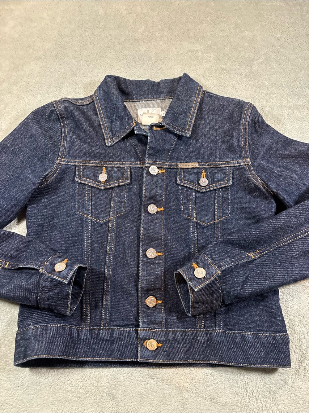 VTG Calvin Klein Jeans Dark Wash Denim Trucker Jacket - Size S
